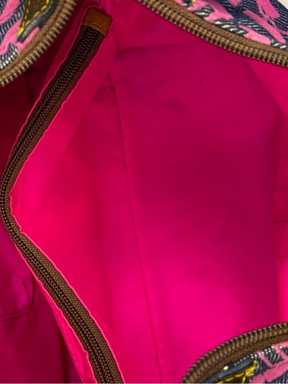 Dooney & Bourke Pink and Blue Logo Canvas Shoulder Bag - Picture 12 of 13